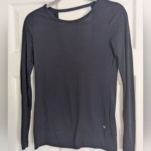 Gap Fit Open Back Keyhole Thumbholes Long Sleeve Navy Dark Blue Tee Shirt Top